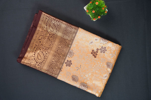 Orange and Rust Bridal Art Silk Saree