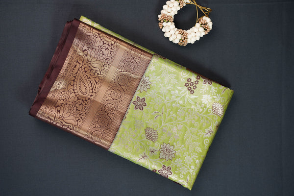 Green and Brown Bridal Art Silk Saree