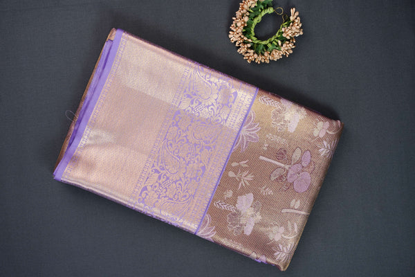 Rust and Purple Bridal Art Silk Saree
