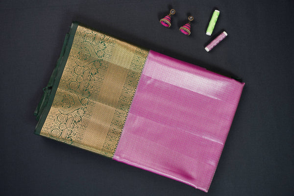 Pink and Green Bridal Art Silk Saree