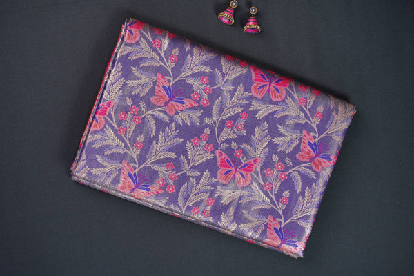 Lavender and Pink Bridal Art Silk Saree