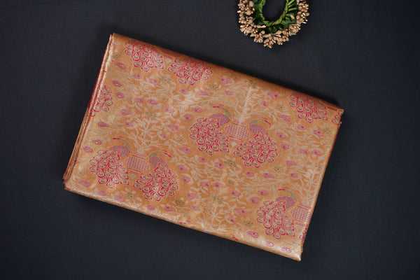 Orange and Red Bridal Art Silk Saree
