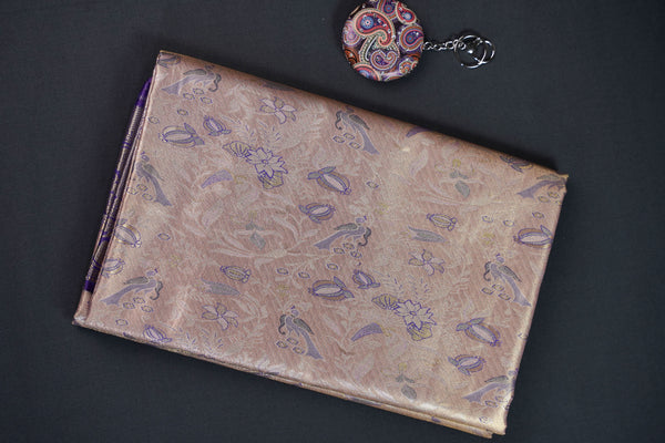 Sandalwood and Blue Bridal Art Silk Saree