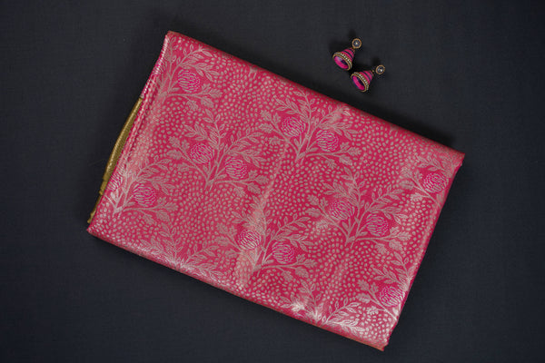 Pink and Green Bridal Art Silk Saree
