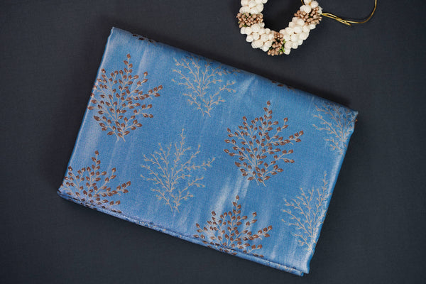Blue and Brown Bridal Art Silk Saree