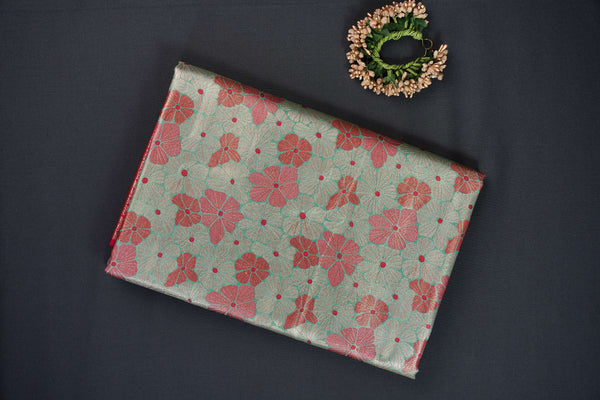 Pista and Red Bridal Art Silk Saree