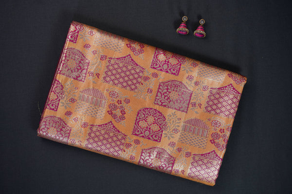 Orange and Magenta Bridal Art Silk Saree
