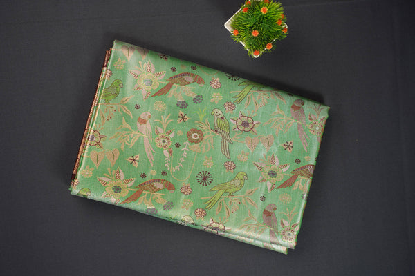 Pista and Brown Bridal Art Silk Saree