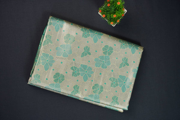 Cream and Green Bridal Art Silk Saree