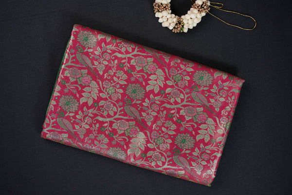 Pink and Green Bridal Art Silk Saree