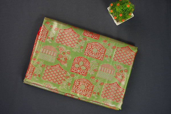 Green and Red Bridal Art Silk Saree