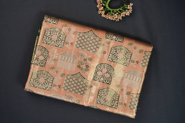 Sandalwood and Green Bridal Art Silk Saree
