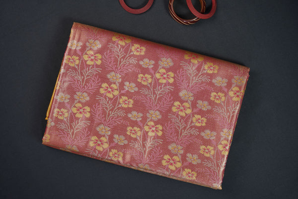 Rose and Yellow Bridal Art Silk Saree