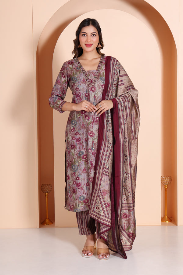 Stylish Kurti Set- Magenta