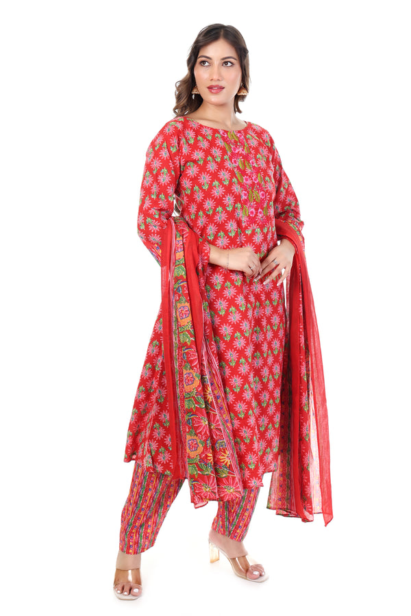 Stylish Kurti Set- Red