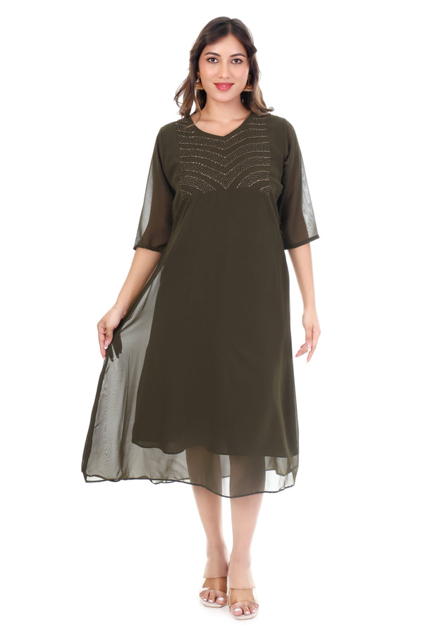 Stylish Kurti- Bottle green