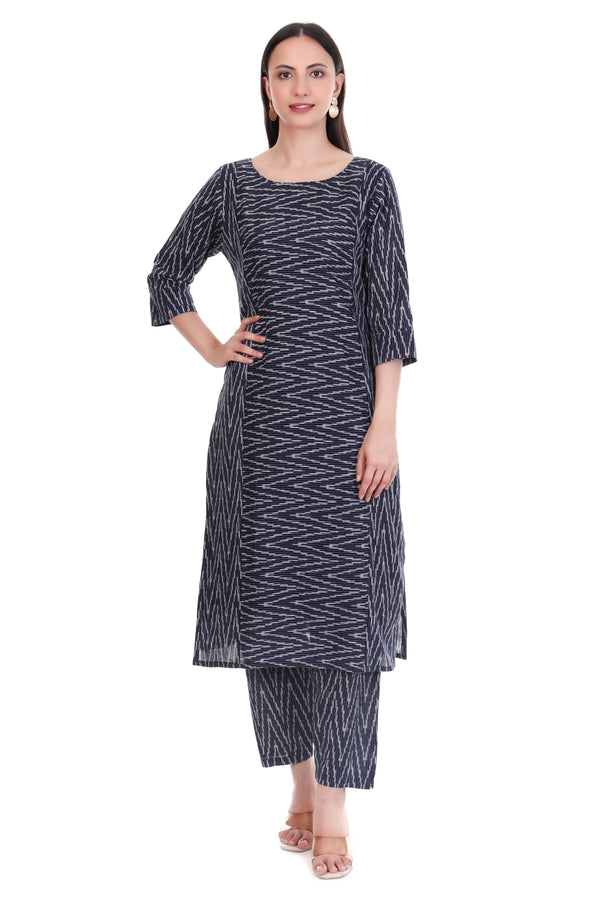 Stylish Cotton Kurti Set- Black