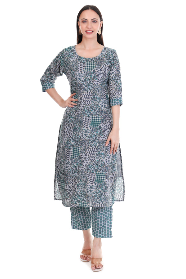 Stylish Cotton Kurti Set- Blue