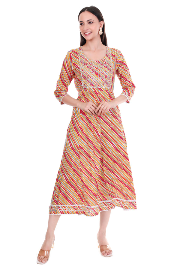 Anarkali Top - Orange and Red
