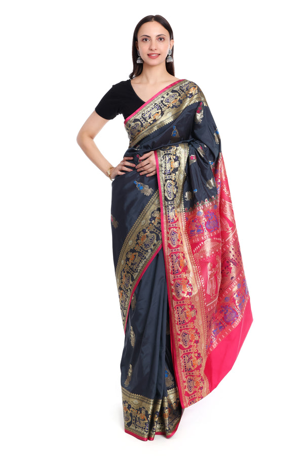 Balucherri Semi silk - Blank and Pink