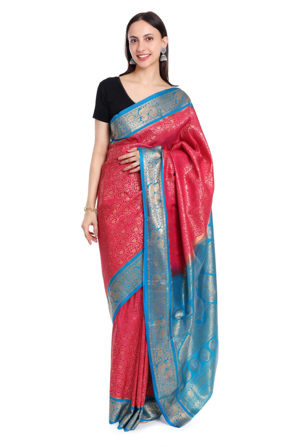 Bridal Kanchi Semi silk - Pink and Blue